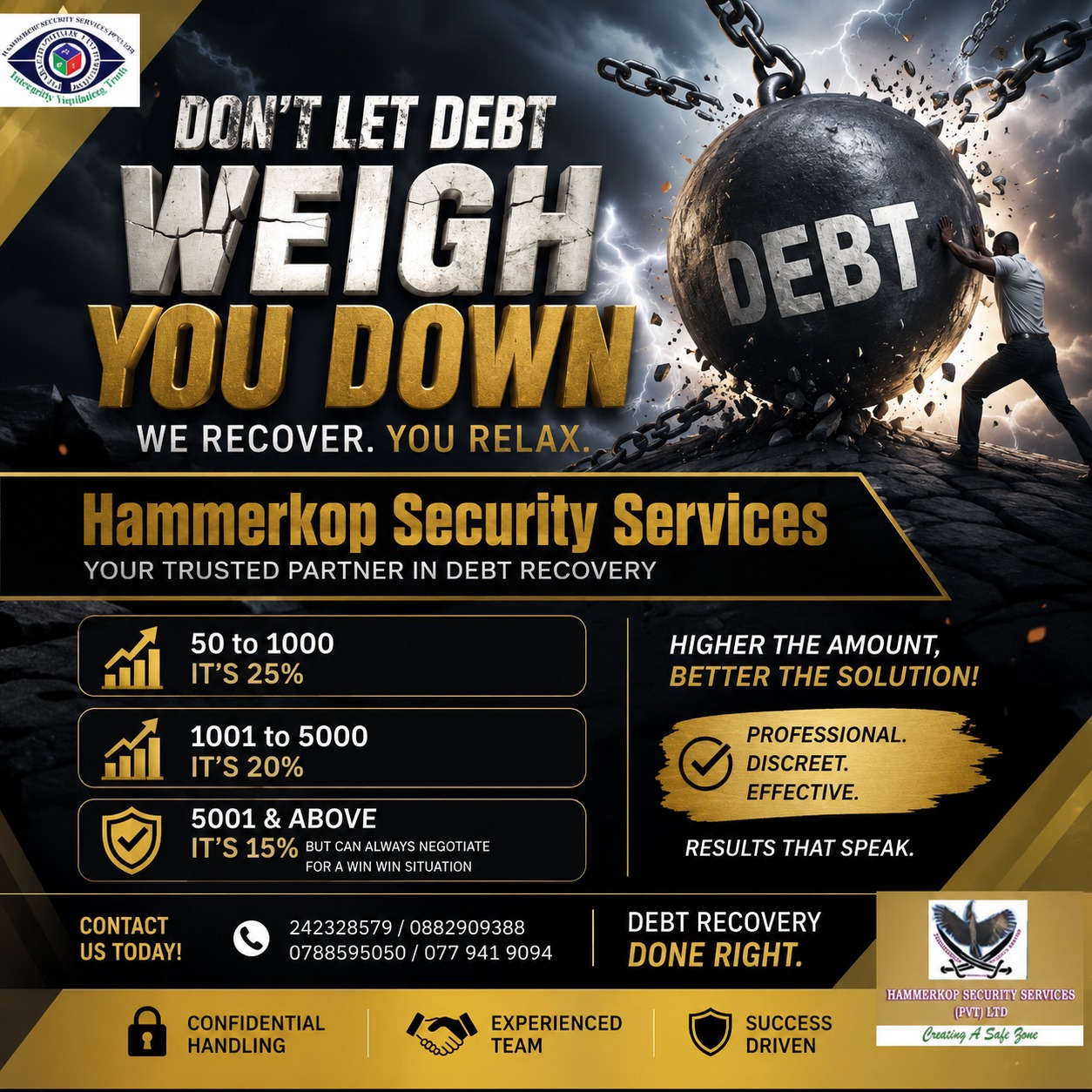 Don't let debt weigh you down — we recover, you relax